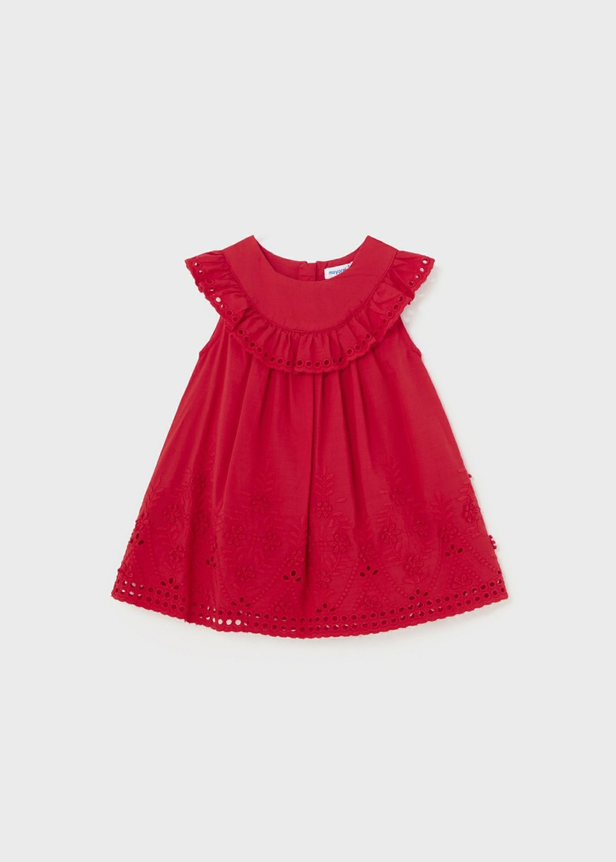 Bebe MAYORAL Vestidos | Vestido Bordado Popelin Bebe Rojo