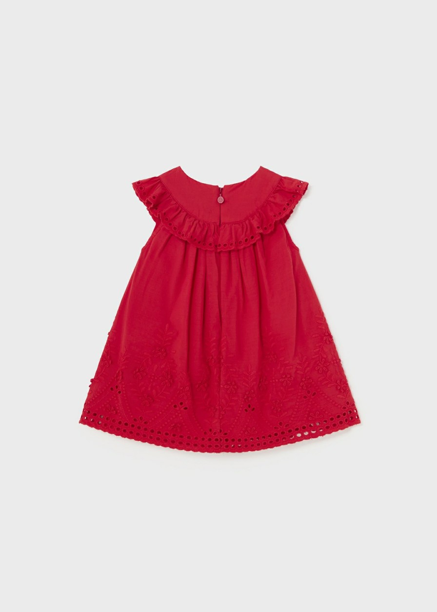 Bebe MAYORAL Vestidos | Vestido Bordado Popelin Bebe Rojo