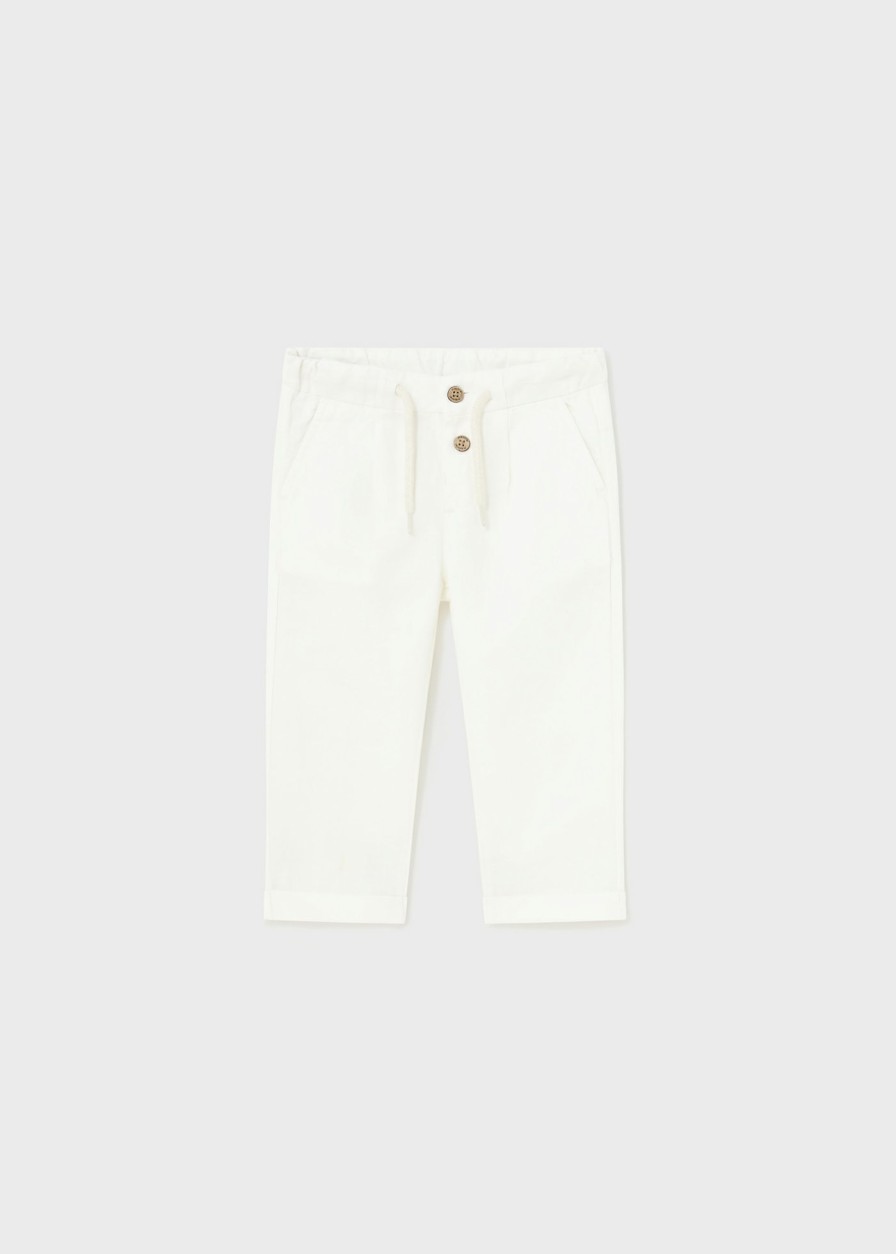 Bebe MAYORAL Pantalones Y Petos | Pantalon Chino Relaxed Lino Bebe Blanco