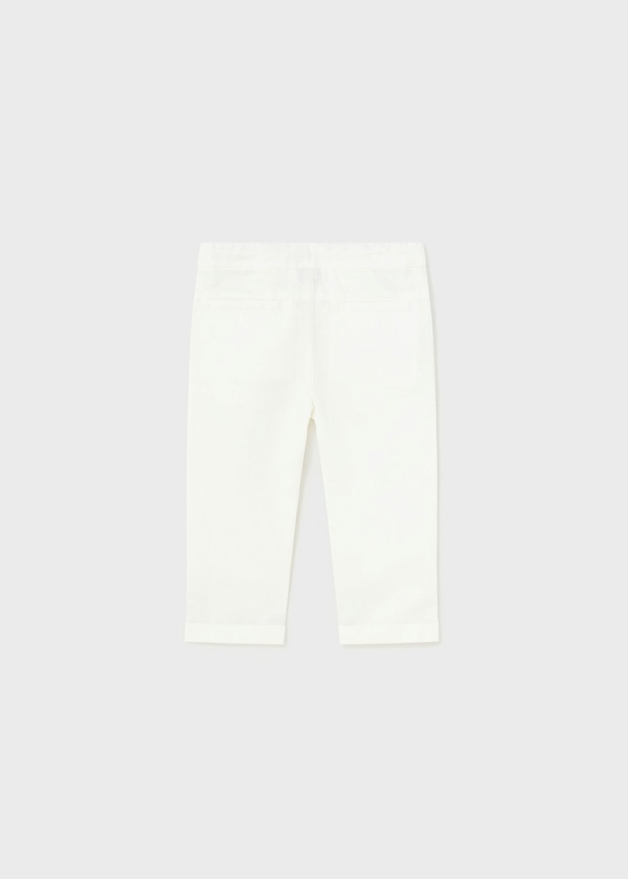 Bebe MAYORAL Pantalones Y Petos | Pantalon Chino Relaxed Lino Bebe Blanco