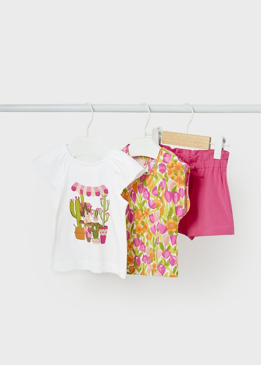 Bebe MAYORAL Conjuntos | Conjunto 3 Piezas Estampado Better Cotton Bebe Magenta