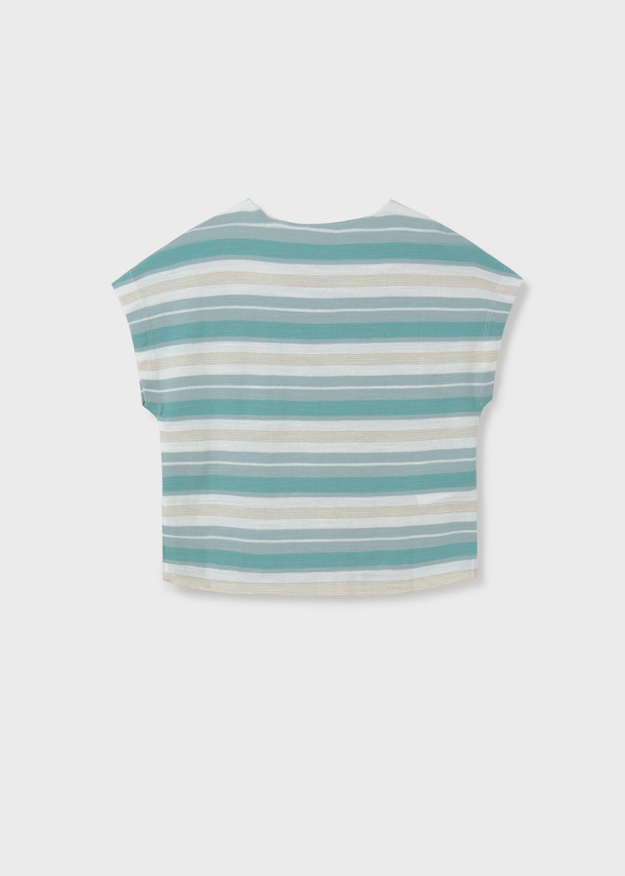 Nina MAYORAL Camisetas Y Polos | Camiseta Rayas Better Cotton Chica Acqua