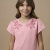 Nina MAYORAL Camisetas Y Polos | Camiseta Flores Bordadas Chica