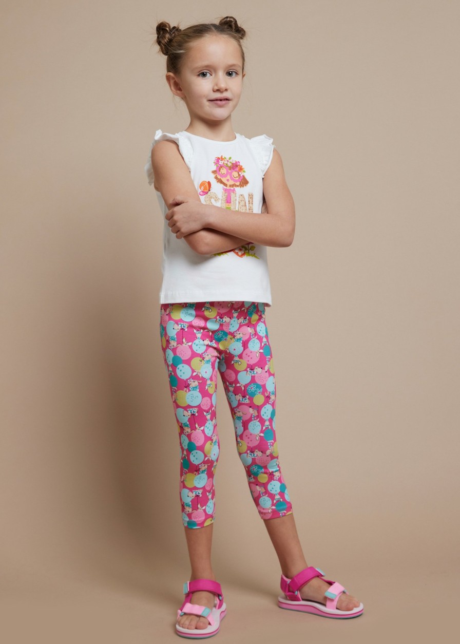 Nina MAYORAL Pantalones Y Faldas | Legging Pirata Estampado Better Cotton Nina Fucsia