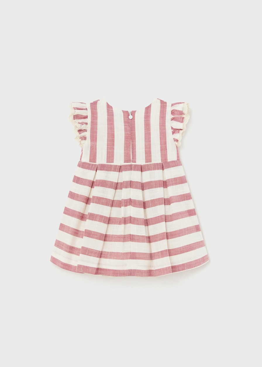 Bebe MAYORAL Vestidos | Vestido Rayas Lino Bebe Arcilla