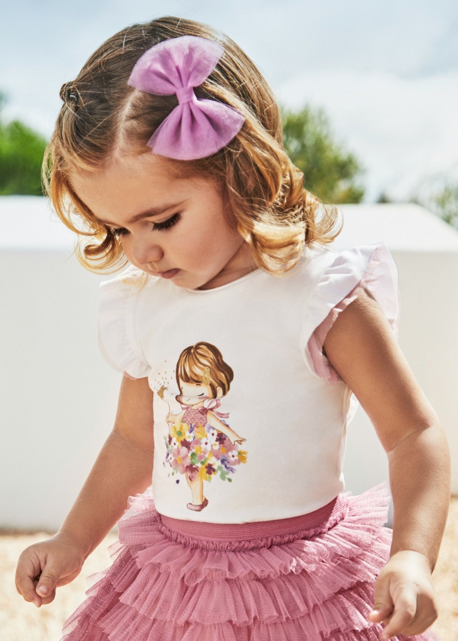 Bebe MAYORAL Bodies Y Camisetas | Camiseta Combinada Tul Better Cotton Bebe