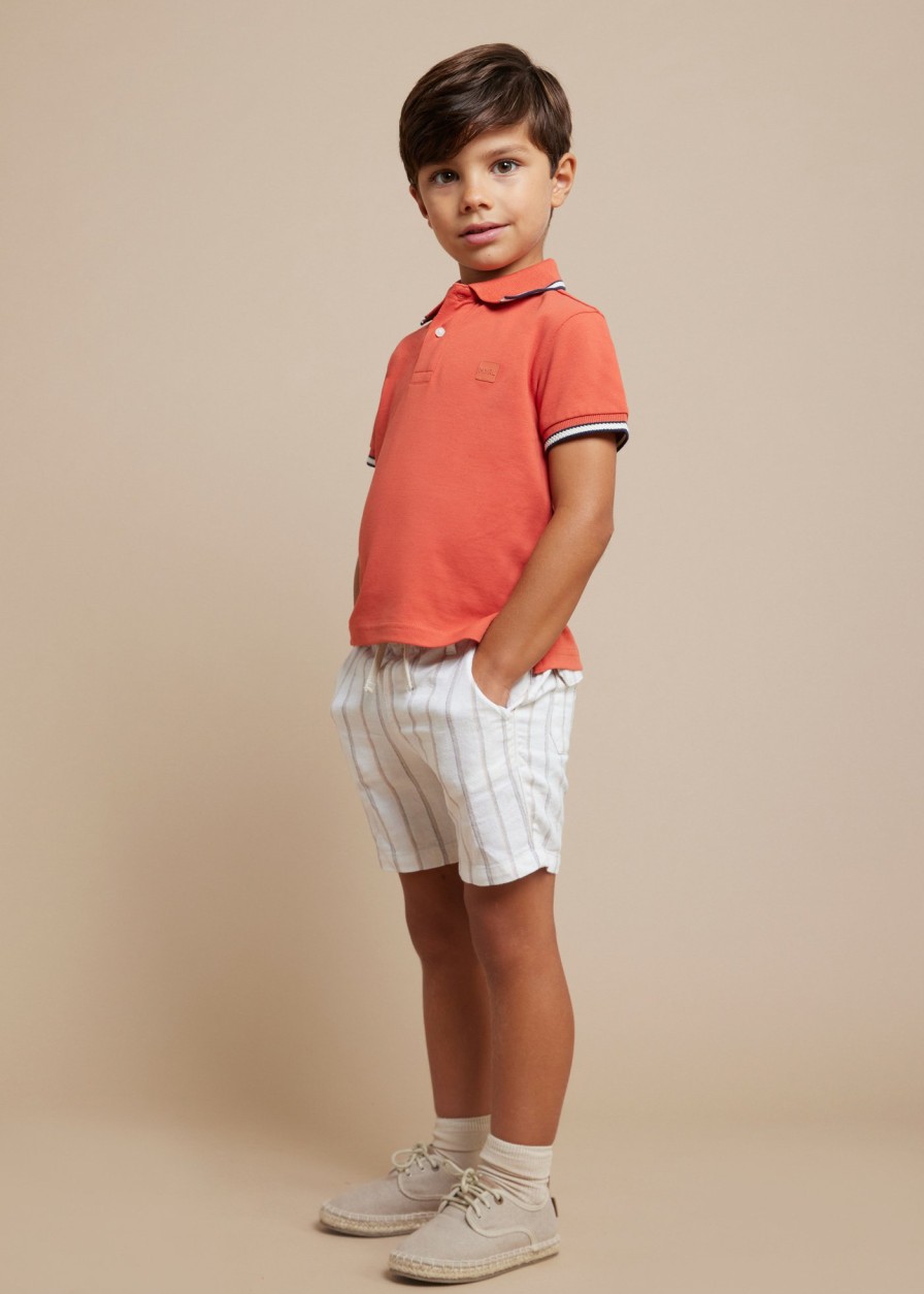 Nino MAYORAL Pantalones | Bermuda Rayas Lino Nino Milk