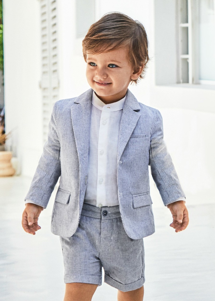 Bebe MAYORAL Pantalones Y Petos | Bermuda Vestir Lino Bebe Marino Rayado