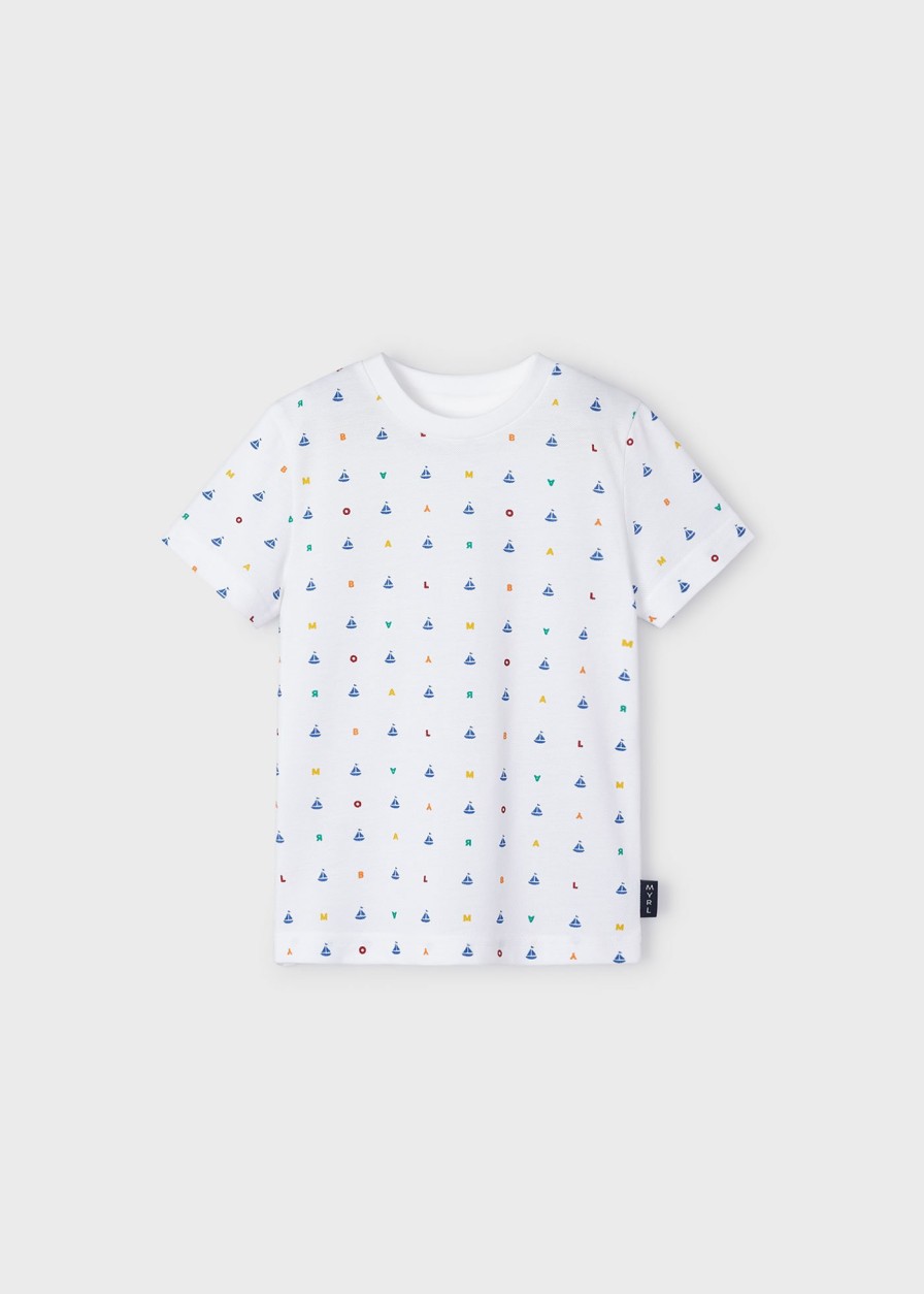 Nino MAYORAL Camisetas | Camiseta Granito Mini Estampado Better Cotton Nino Blanco