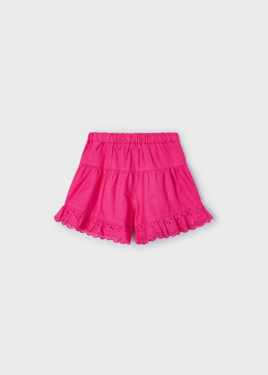 Nina MAYORAL Pantalones Y Faldas | Short Volantes Perforados Nina Fucsia