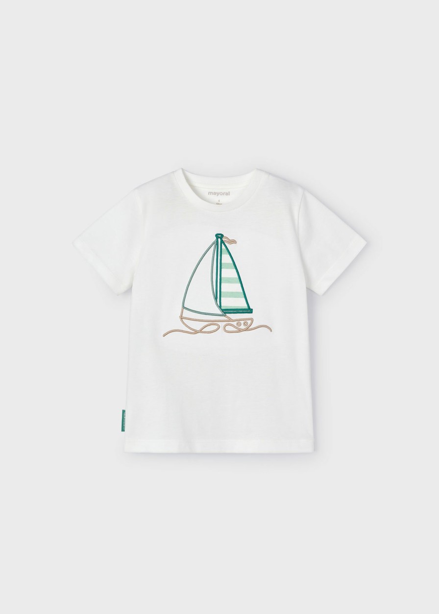 Nino MAYORAL Camisetas | Camiseta Aplique Barco Better Cotton Nino Nata