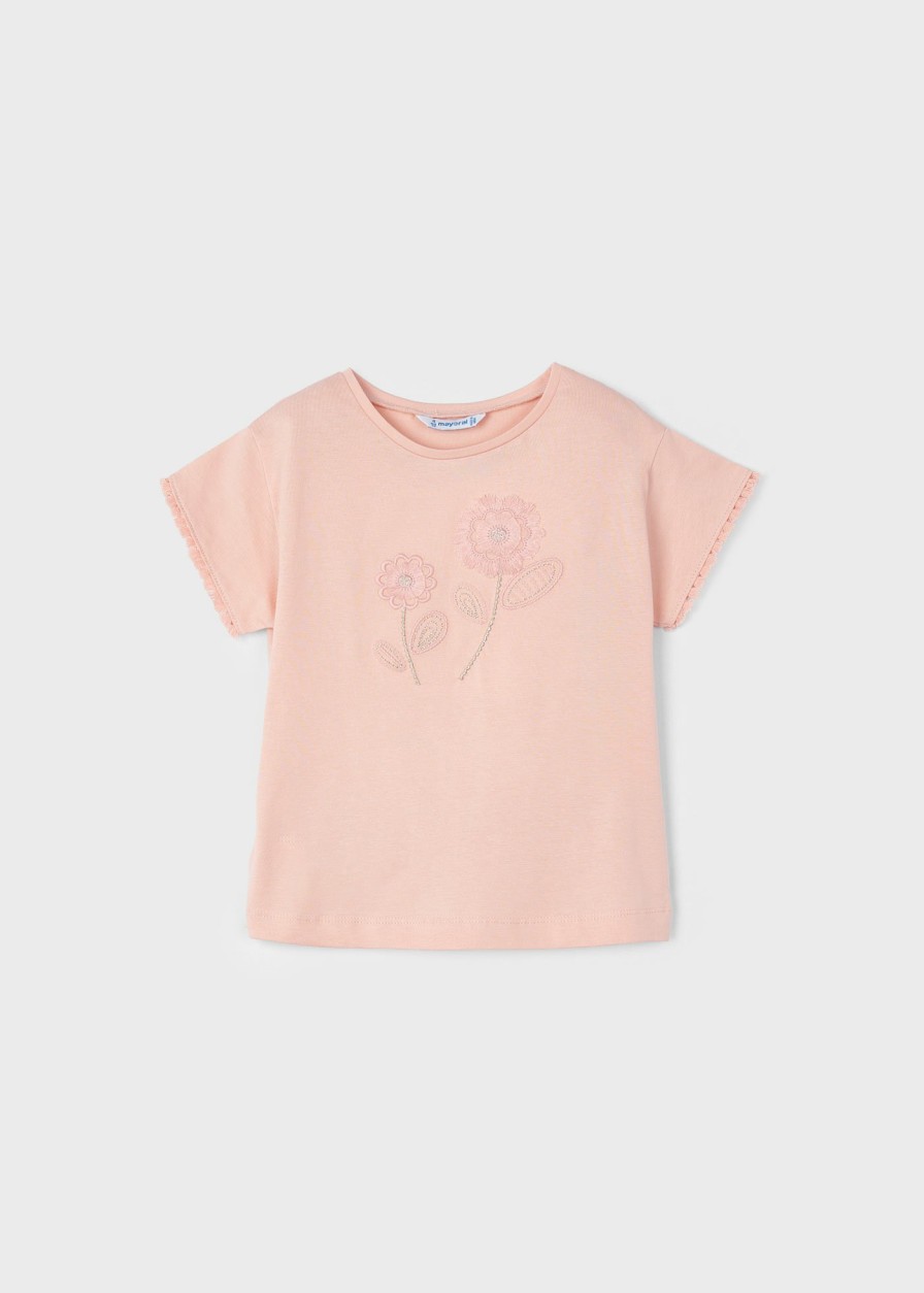 Nina MAYORAL Camisetas Y Polos | Camiseta Bordada Better Cotton Nina Nude