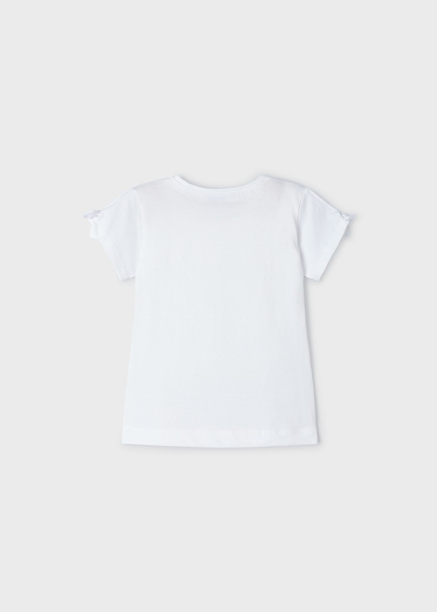 Nina MAYORAL Camisetas Y Polos | Camiseta Estampada Better Cotton Nina Blanco-Orquidea