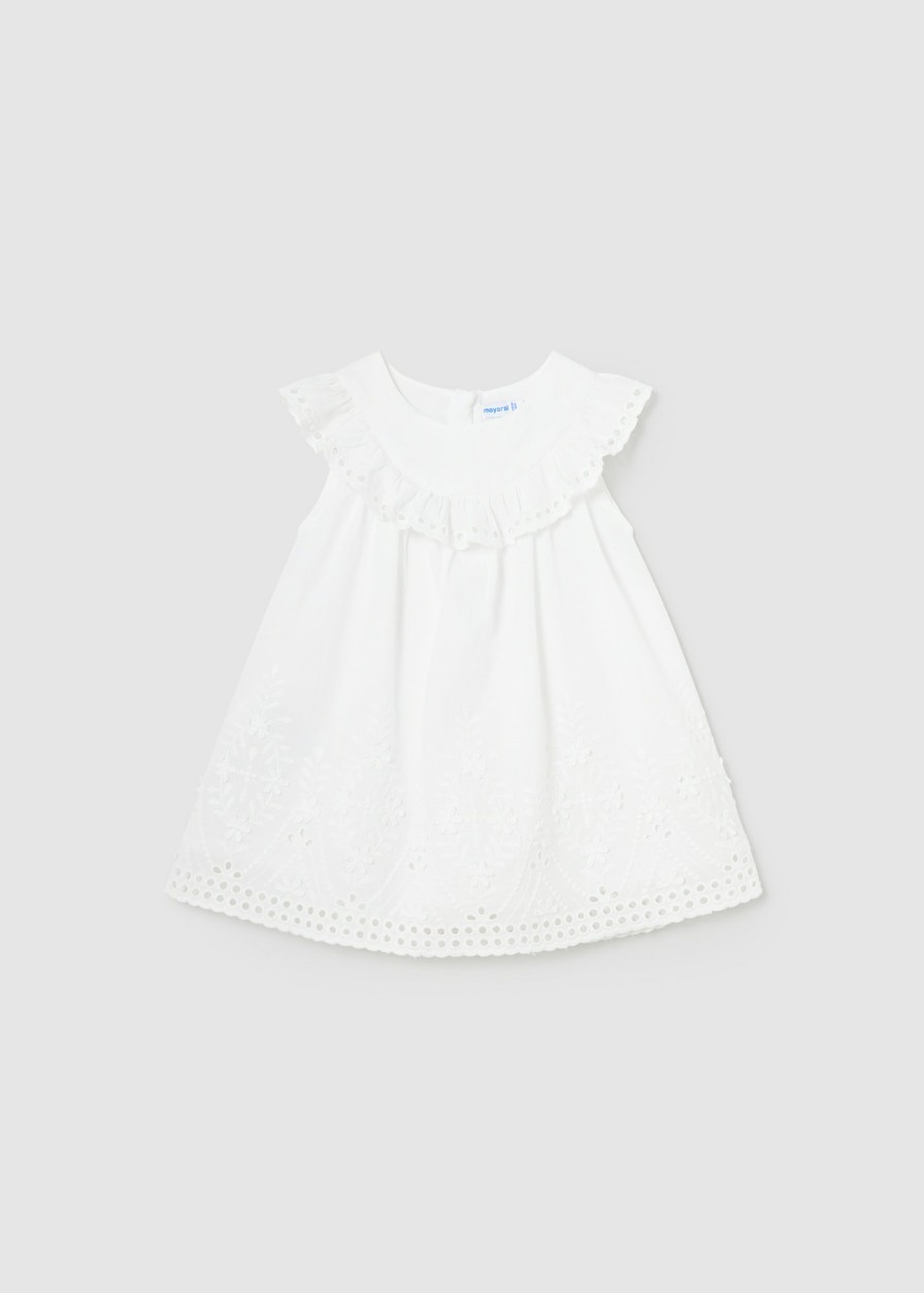 Bebe MAYORAL Vestidos | Vestido Bordado Popelin Bebe Blanco