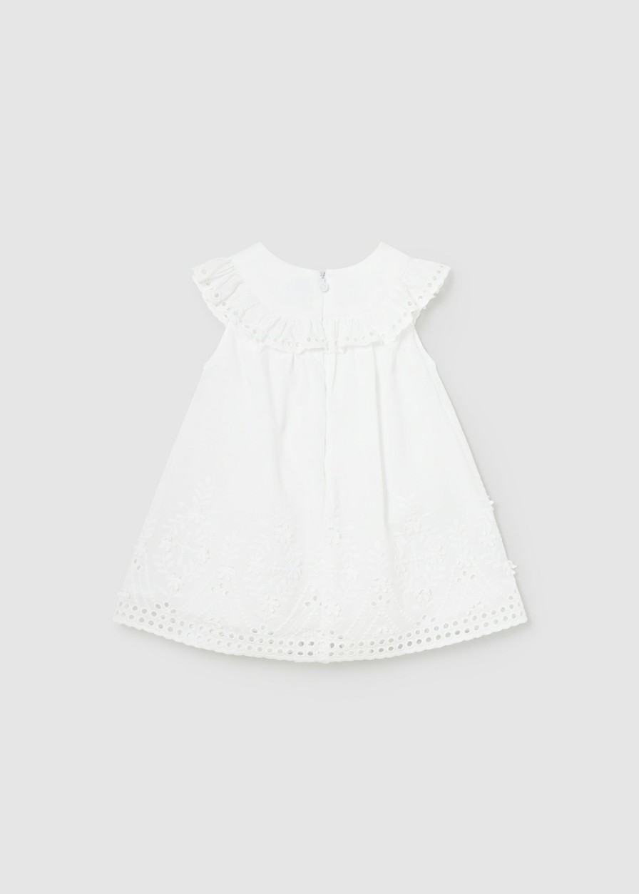 Bebe MAYORAL Vestidos | Vestido Bordado Popelin Bebe Blanco