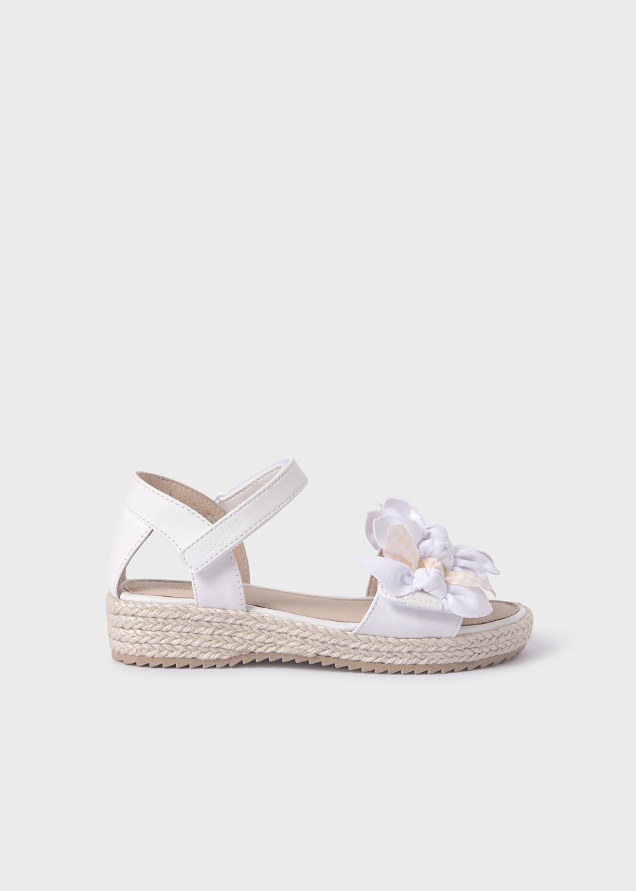 Nina MAYORAL Sandalias Y Cangrejeras | Sandalia Lazos Plantilla Piel Sostenible Nina Blanco