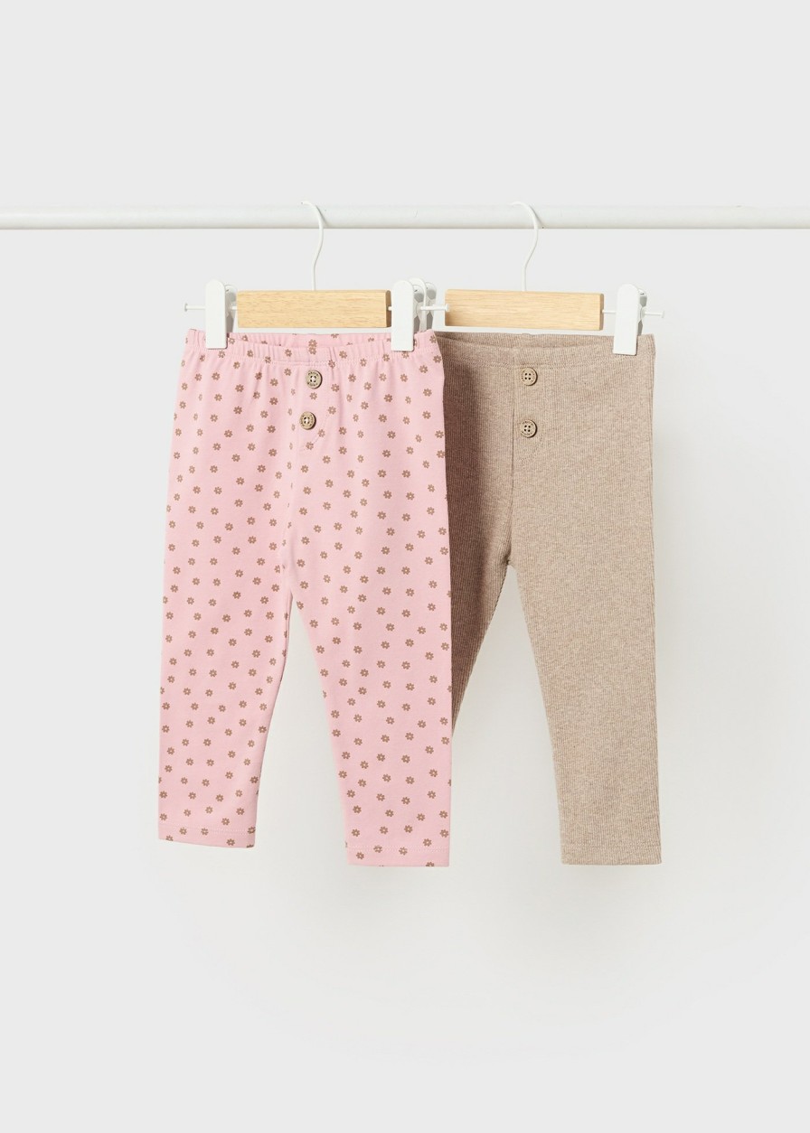 Bebe MAYORAL Pantalones Y Petos | Set 2 Leggings Better Cotton Bebe Rosado