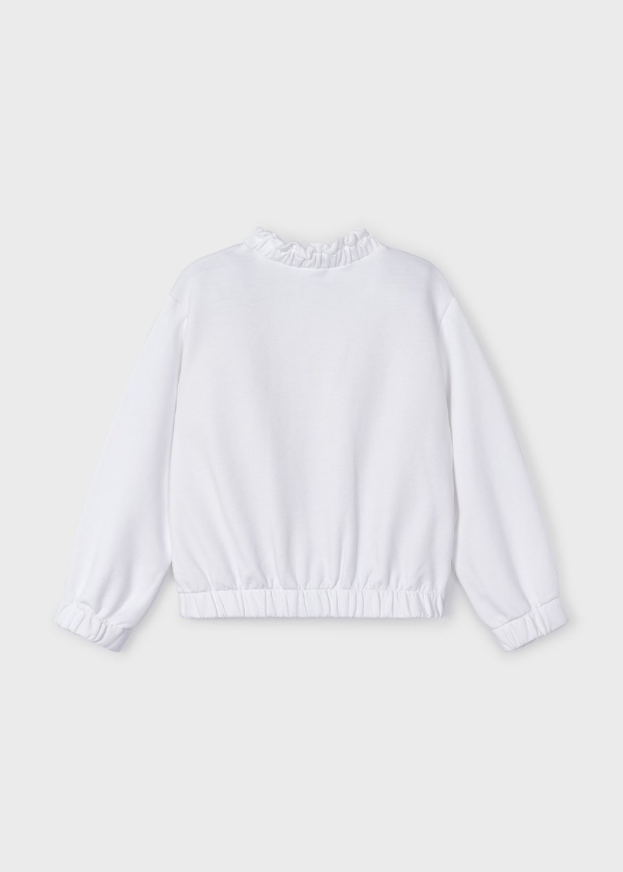 Nina MAYORAL Jerseis Y Sudaderas | Sudadera Bolsillos Guipur Nina Blanco