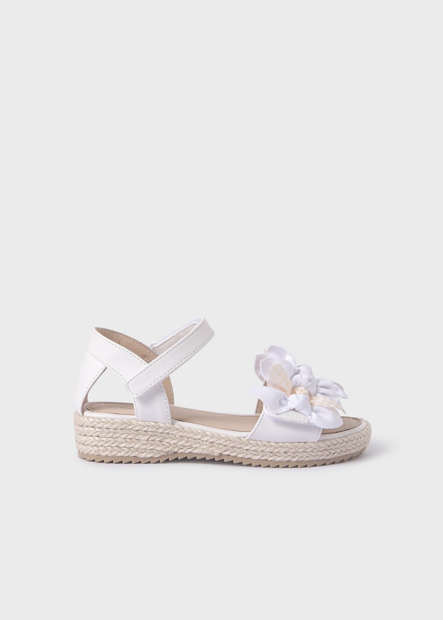 Nina MAYORAL Sandalias Y Cangrejeras | Sandalia Lazos Plantilla Piel Sostenible Nina Blanco