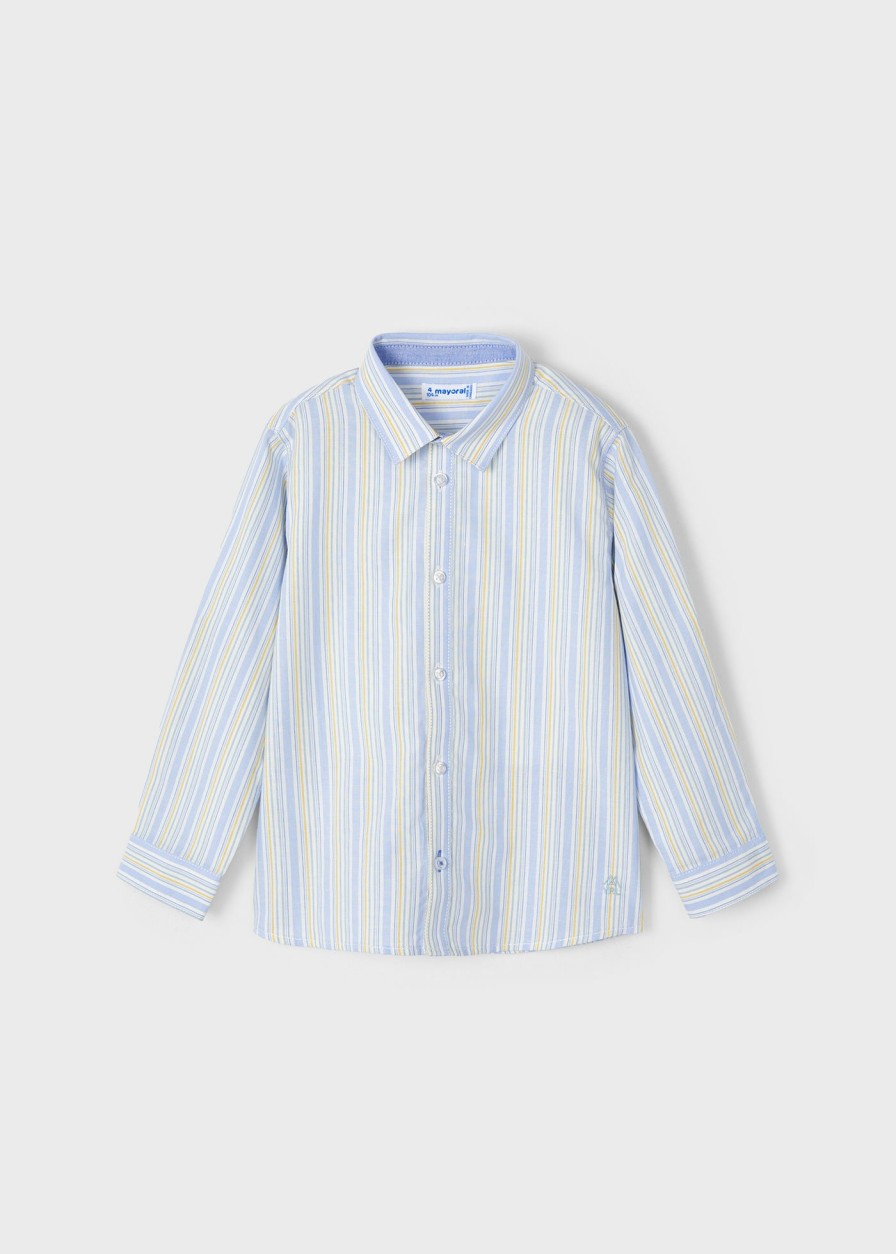 Nino MAYORAL Camisas | Camisa De Rayas Better Cotton Nino Celeste