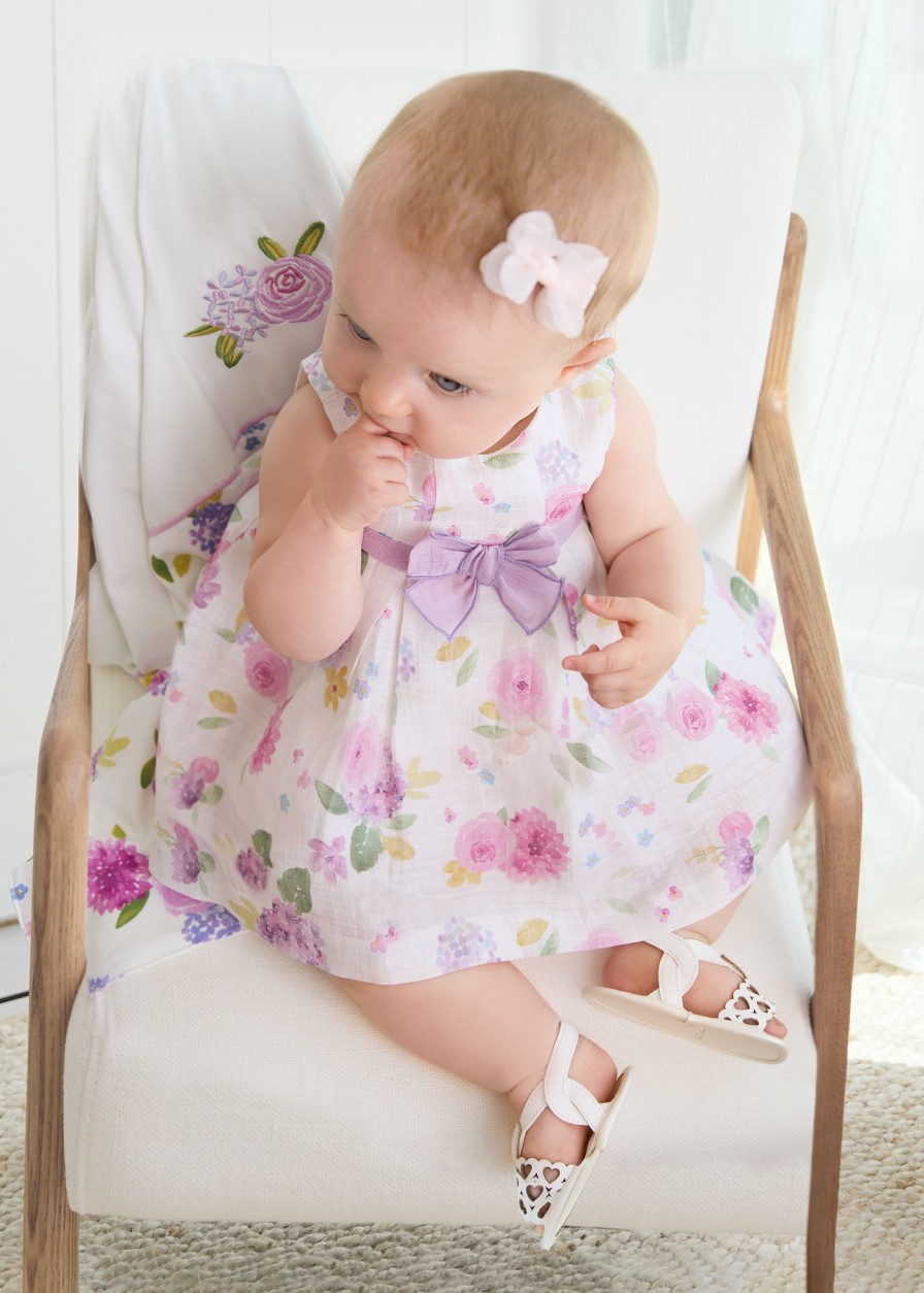 Bebe MAYORAL Vestidos | Vestido Flores Lino Europeo Recien Nacido Lullaby