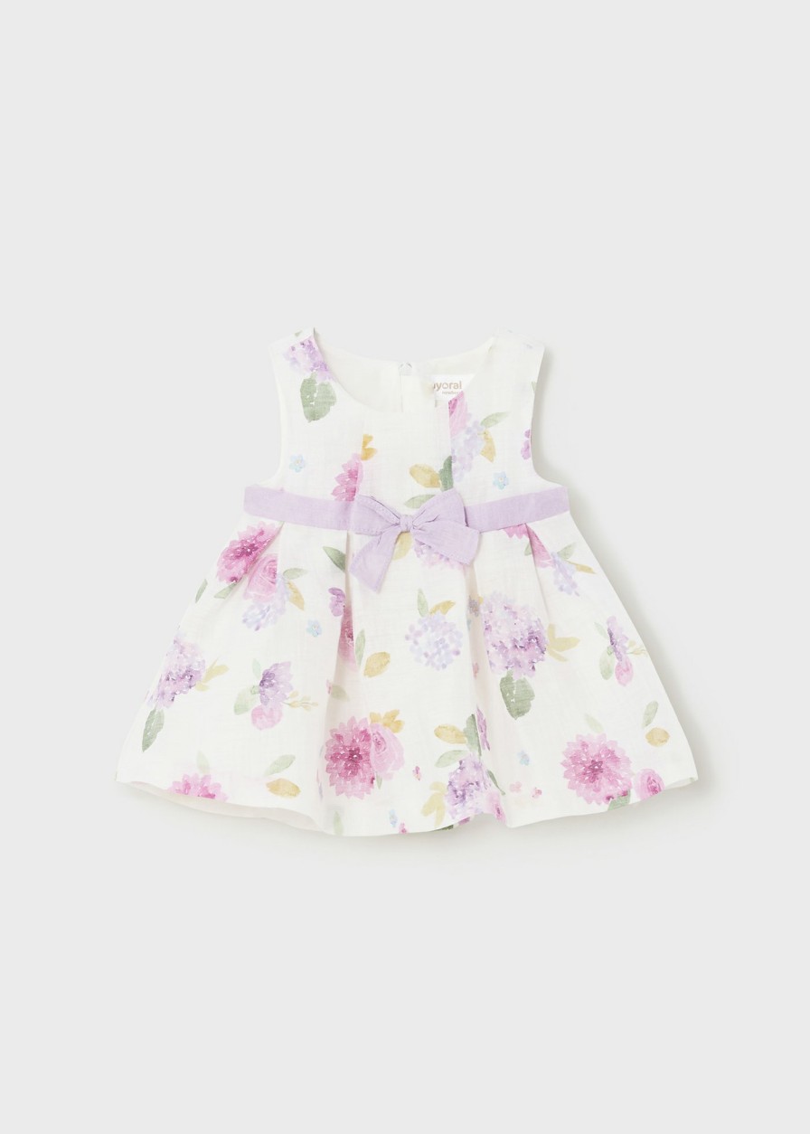 Bebe MAYORAL Vestidos | Vestido Flores Lino Europeo Recien Nacido Lullaby