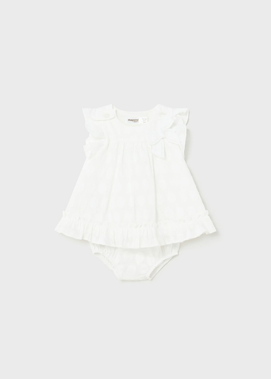 Bebe MAYORAL Vestidos | Vestido Jacquard Better Cotton Recien Nacido Blanco