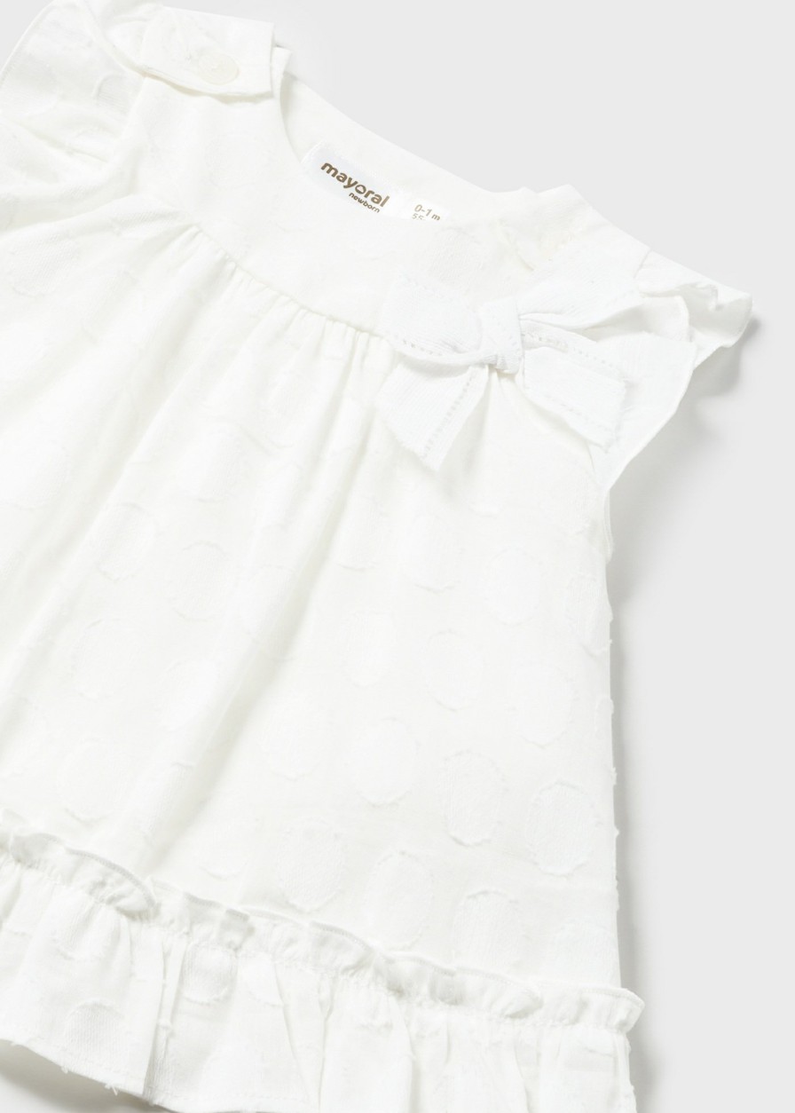 Bebe MAYORAL Vestidos | Vestido Jacquard Better Cotton Recien Nacido Blanco