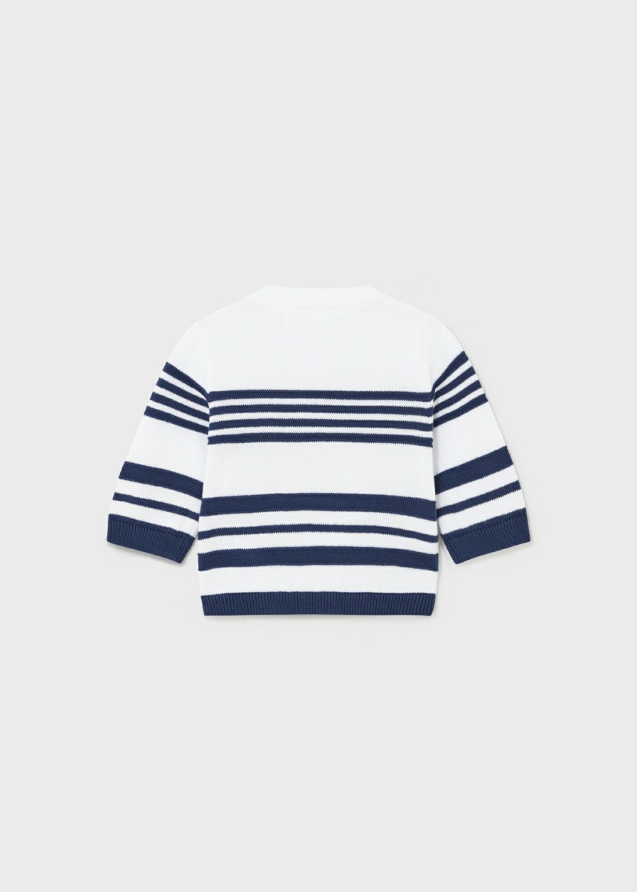 Bebe MAYORAL Jerseis Y Sudaderas | Jersey Tricot Better Cotton Recien Nacido Blanco-Naval