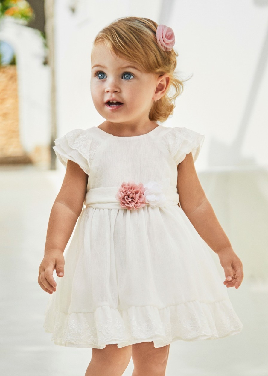 Bebe MAYORAL Vestidos | Vestido Ceremonia Con Fajin Bebe Blanco