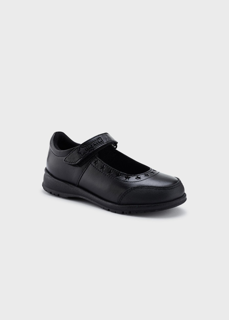 Nina MAYORAL Zapatos Colegiales | Mercedita Sport Colegial Piel Nina Negro