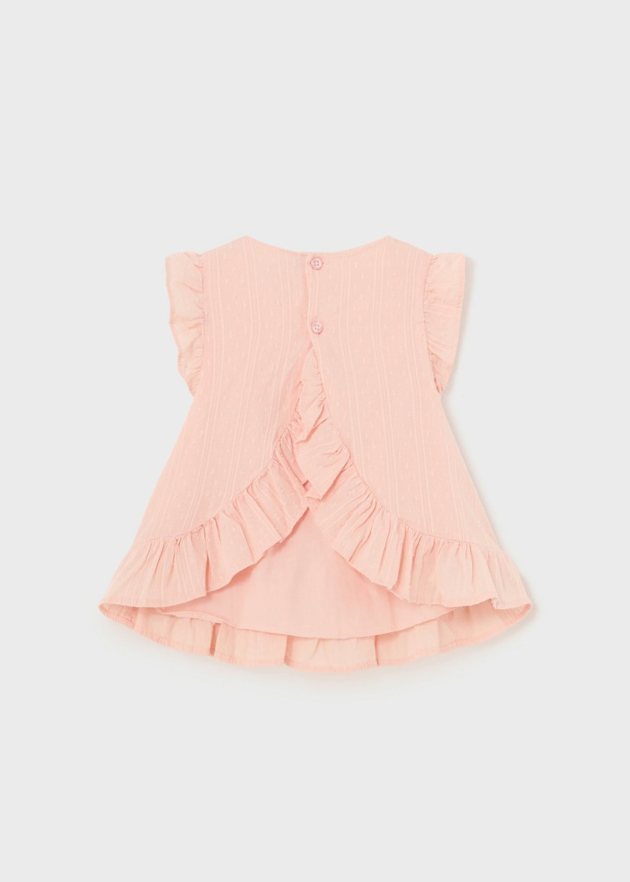 Bebe MAYORAL Camisas Y Blusas | Blusa Punto Smock Y Volantes Bebe Rosa Pastel