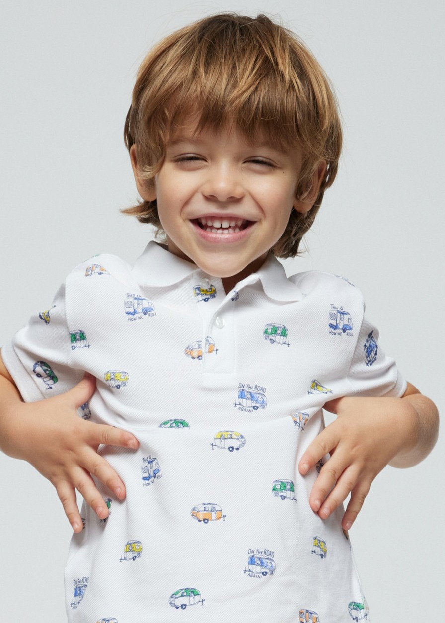 Nino MAYORAL Polos | Polo Estampado Better Cotton Nino Blanco