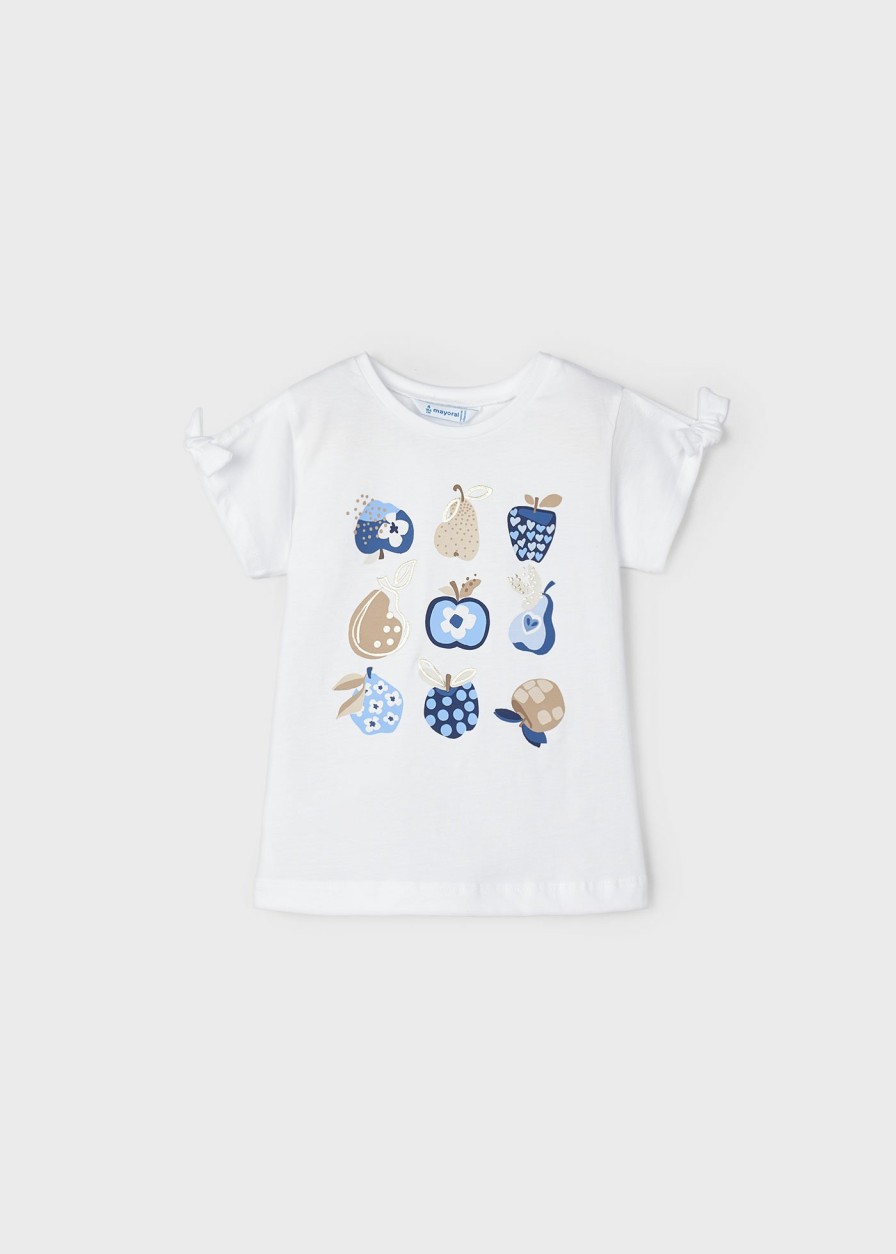 Nina MAYORAL Camisetas Y Polos | Camiseta Estampada Better Cotton Nina Blanco-Tinta