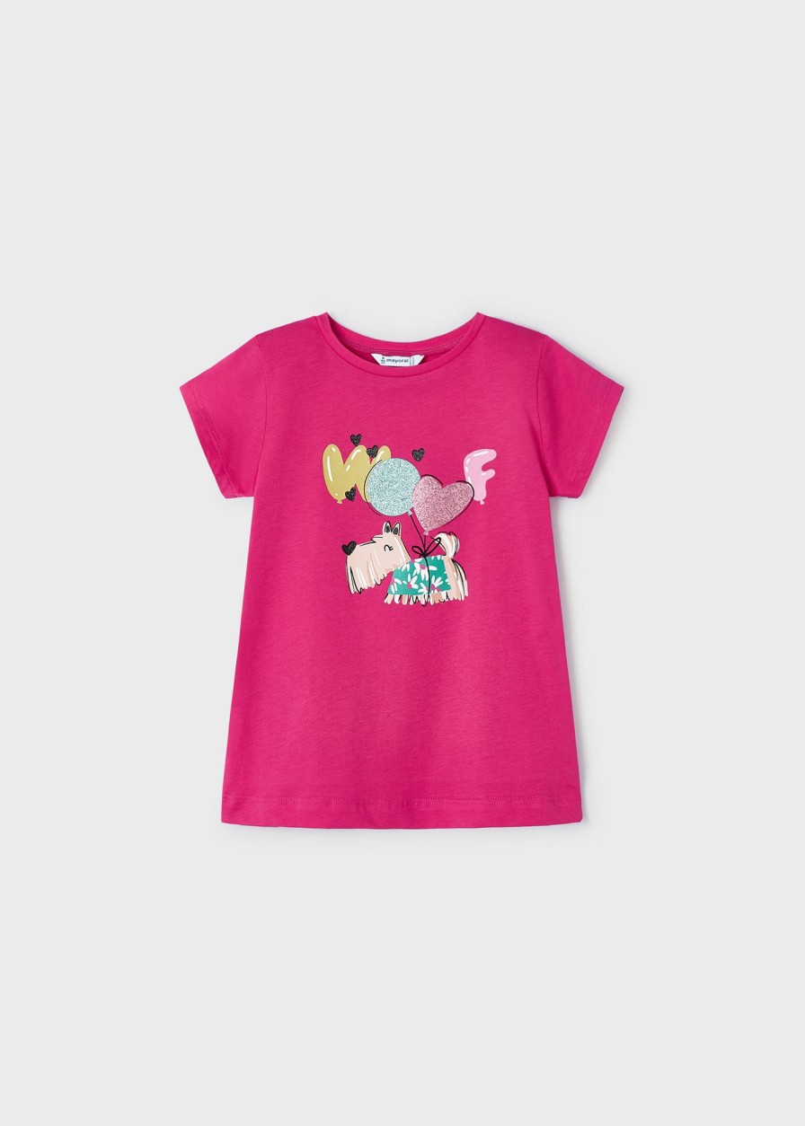 Nina MAYORAL Camisetas Y Polos | Camiseta Estampada Better Cotton Nina Fucsia