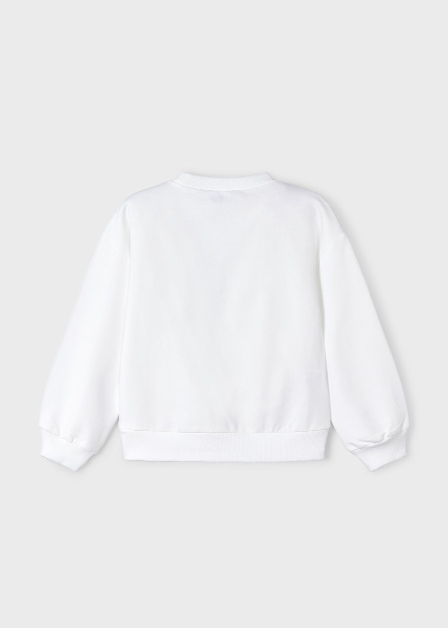 Nina MAYORAL Jerseis Y Sudaderas | Sudadera Dibujo Bordado Better Cotton Nina Blanco