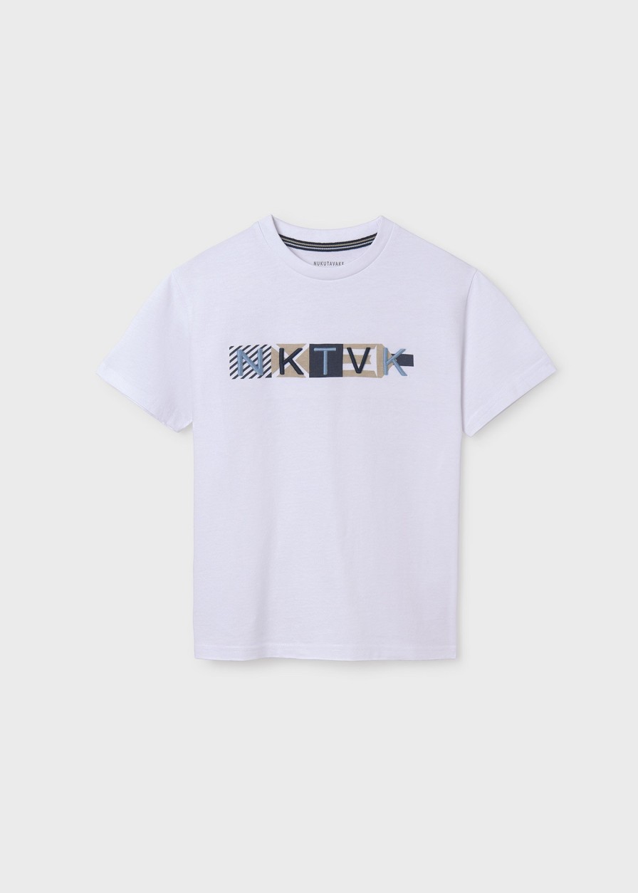 Nino MAYORAL Camisetas | Camiseta Bordada Better Cotton Chico Blanco