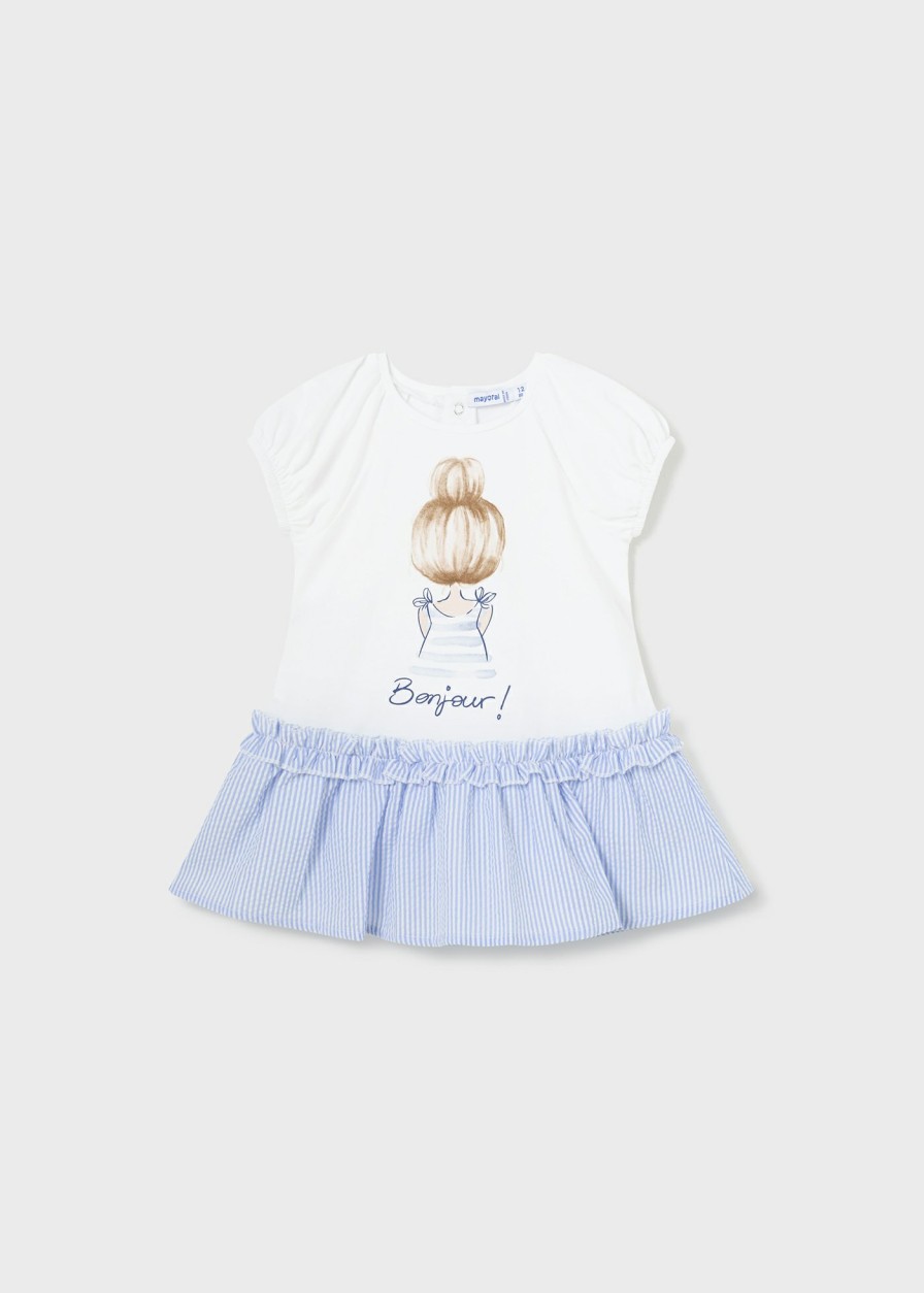 Bebe MAYORAL Vestidos | Vestido Combinado Rayas Better Cotton Bebe Blanco