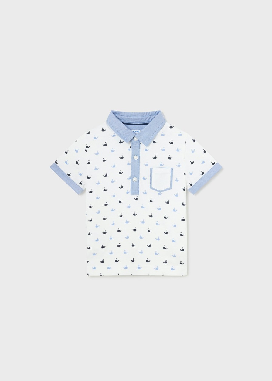 Bebe MAYORAL Polos | Polo Pique Estampado Better Cotton Bebe Blanco